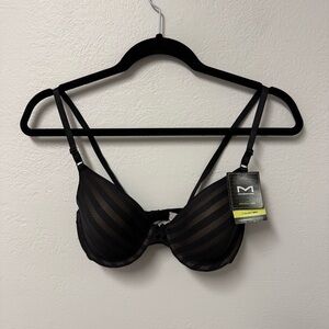 MAIDENFORM T-SHIRT BRA WIRED SIZE 34C BLACK MESH LIGHTLY LINED NEW